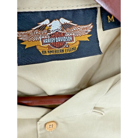 VINTAGE 2003 Harley Davidson Retro Race Team Graphic Print Button Down MEDIUM - Picture 9 of 14